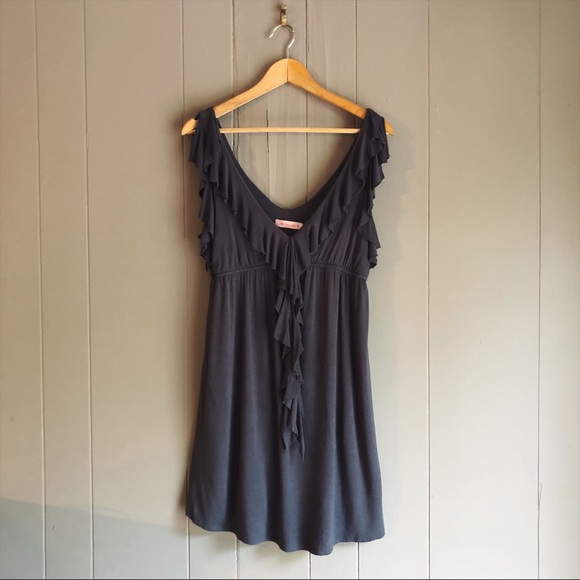 Blush Dresses & Skirts - Dark Gray Sleeveless Vneck Ruffle Dress